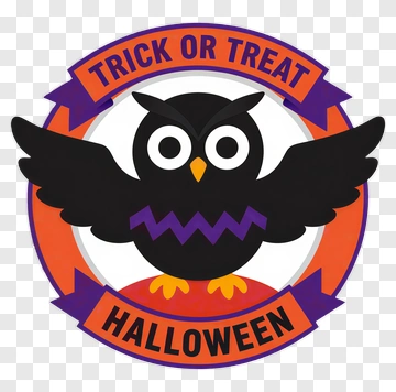 Halloween Owl With Trick Or Treat Text PNG