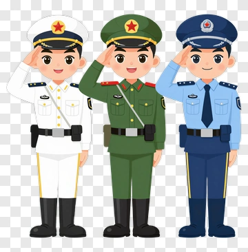 Cartoon Soldiers Saluting In Uniforms PNG