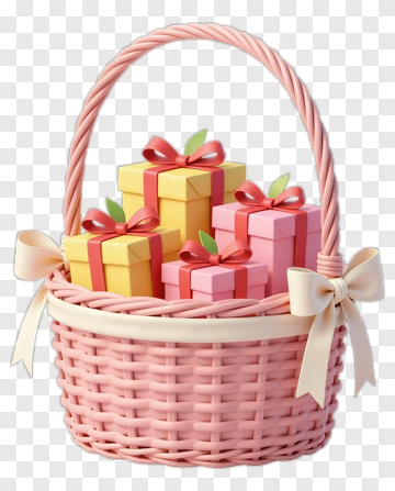 Gift Basket With Colorful Presents PNG
