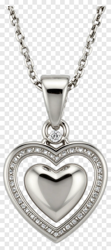 Silver Heart Pendant Necklace PNG