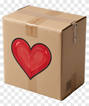 Cardboard Box With A Red Heart Design PNG