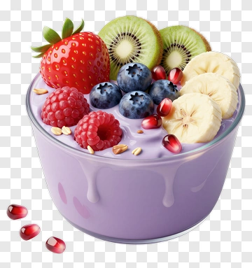 Colorful Yogurt Bowl With Fresh Fruits PNG