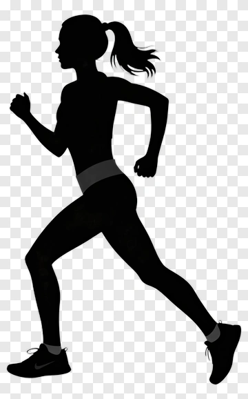 Silhouette Of A Woman Running PNG