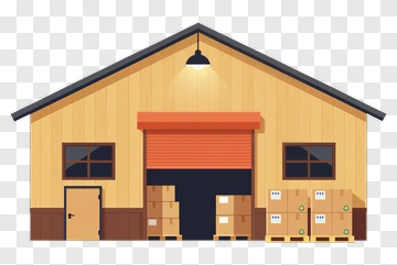 Warehouse With Loading Dock And Boxes PNG