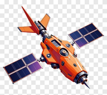 3D Satellite With Solar Panels PNG