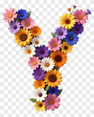 Colorful Floral Letter Y PNG