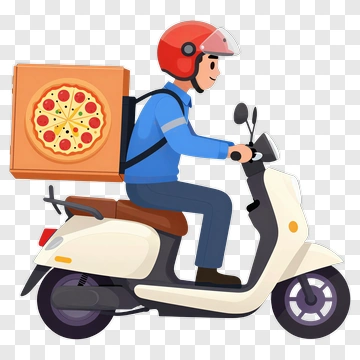 Pizza Delivery Person Riding A Scooter PNG