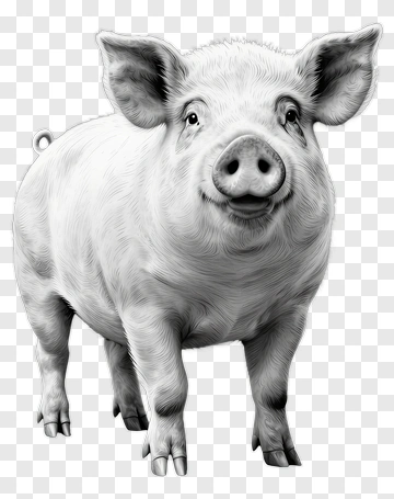 Realistic Pig Looking Happy PNG
