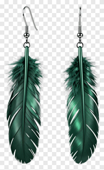 Green Feather Earrings PNG