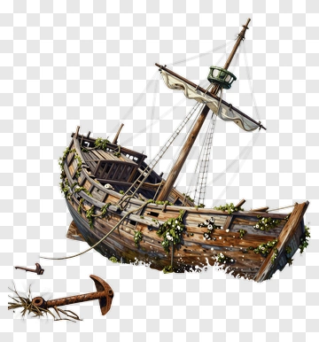 Abandoned Shipwreck With Anchor PNG