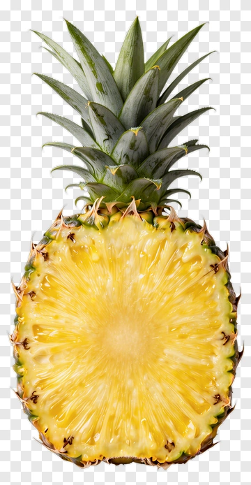 Pineapple Slice With Green Leaves PNG