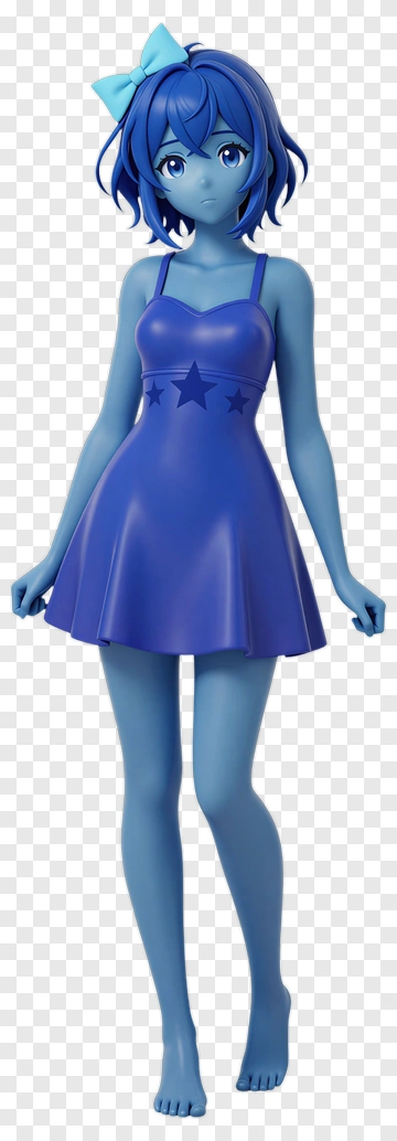 Blue Character In A Dress With A Bow PNG