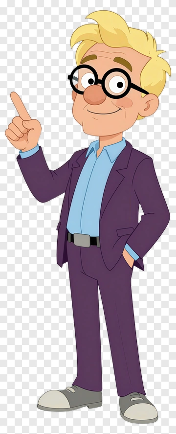 Cartoon Man In A Suit Pointing PNG