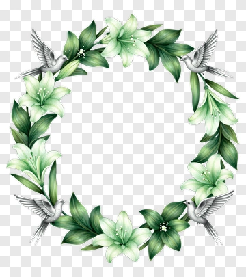 Floral Wreath With Hummingbirds PNG