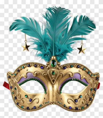 Gold Carnival Mask With Feathers And Gems PNG