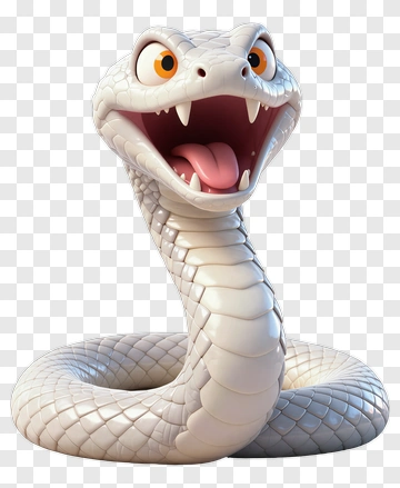 Cartoon White Snake With Open Mouth PNG