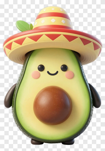 Cartoon Avocado Wearing A Sombrero PNG