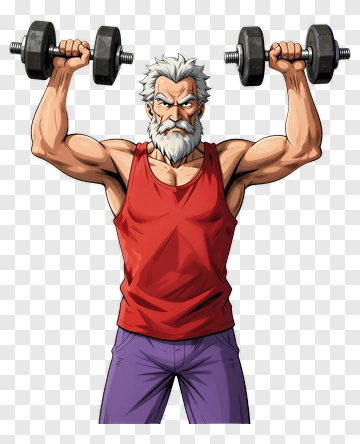 Cartoon Bodybuilder Lifting Weights PNG