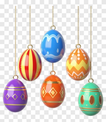 Colorful Hanging Easter Eggs PNG