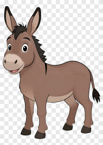Cartoon Donkey Standing PNG