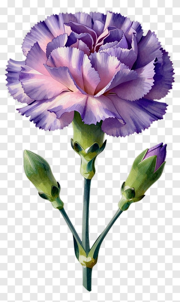 Purple Carnation Flower With Buds PNG