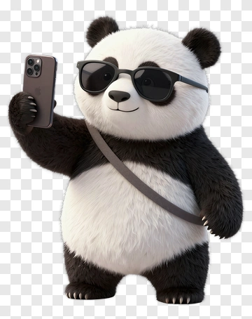 Cartoon Panda Taking A Selfie PNG