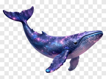 3D Whale With Galaxy Design PNG