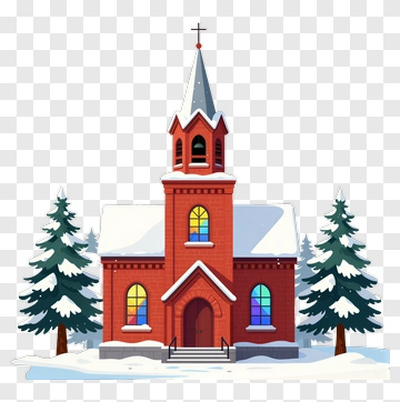Cartoon Church In A Winter Landscape PNG