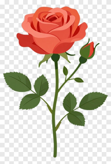 Pink Rose With Green Leaves PNG