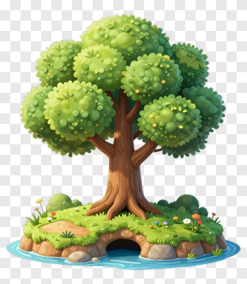 Colorful Tree In A Peaceful Landscape PNG
