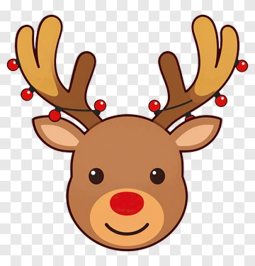 Cartoon Reindeer Face With Antlers PNG