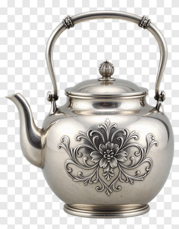 Decorative Silver Teapot PNG