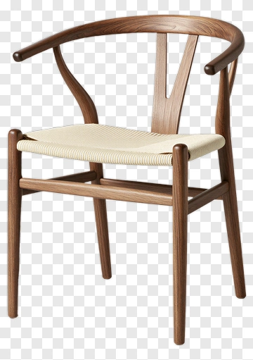 Wooden Chair With Woven Seat PNG