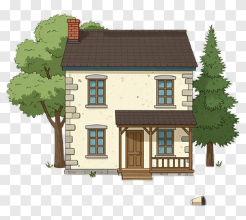 Cartoon House Surrounded By Trees PNG