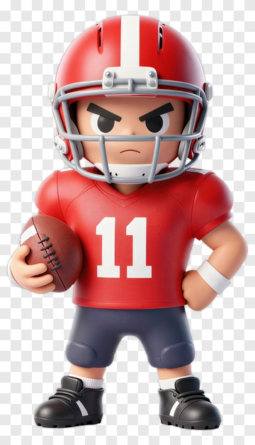 3D Football Player Holding A Football PNG
