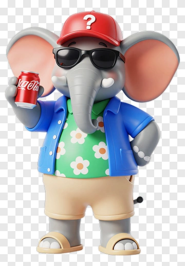 Cartoon Elephant Holding A Soda Can PNG