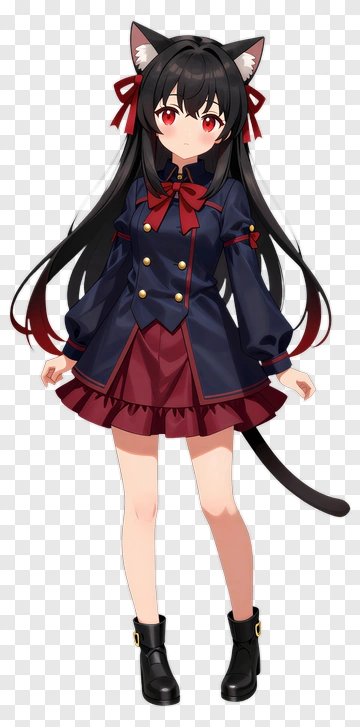 Anime Girl With Cat Ears In A Stylish Outfit PNG