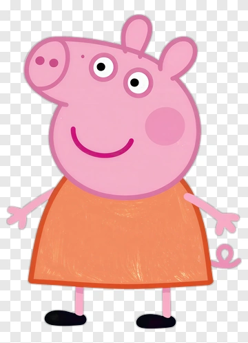 Cartoon Pig Character In Orange Dress PNG