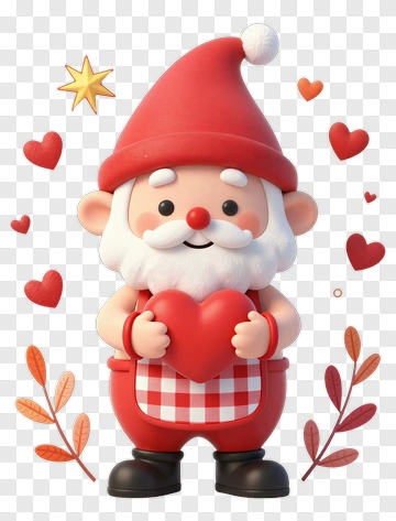 Cartoon Santa Holding A Heart PNG