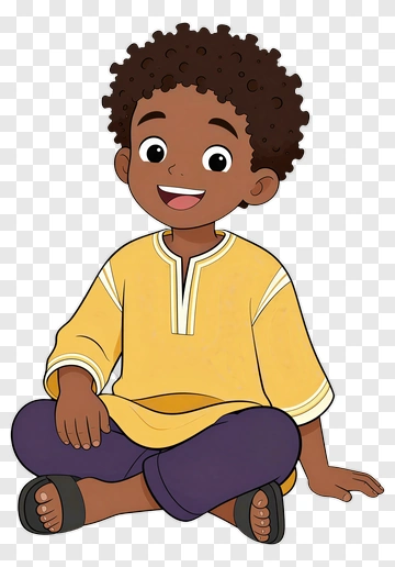 Smiling Boy Sitting Cross-Legged PNG