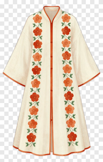 Floral Embroidered Robe PNG