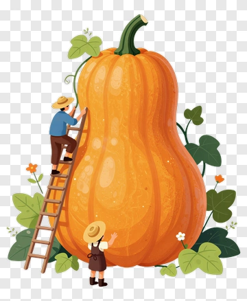 Farmers Harvesting A Giant Pumpkin PNG