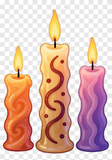 Colorful Candles With Flames PNG