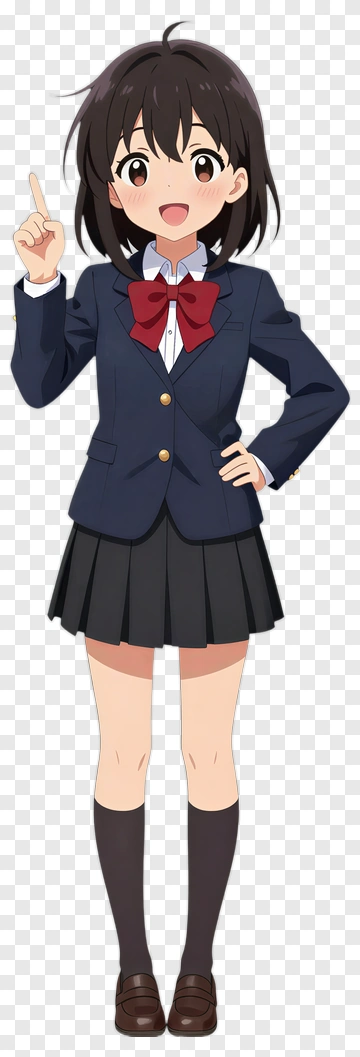 Anime Girl In School Uniform Holding Up A Finger PNG