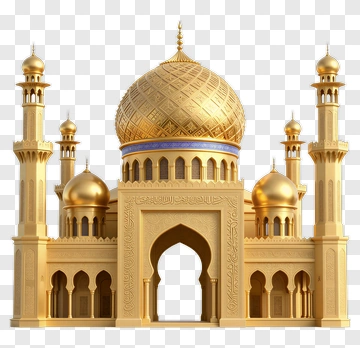 Golden Mosque With Domes And Minarets PNG