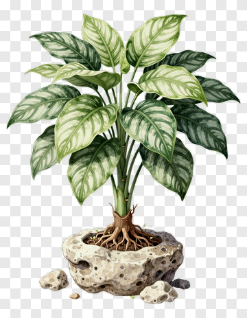 Potted Plant With Green Leaves PNG