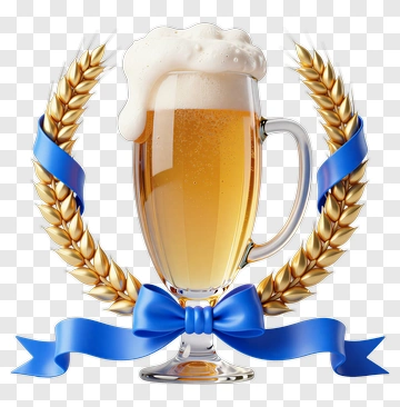 Beer Mug With Laurel Wreath And Ribbon PNG