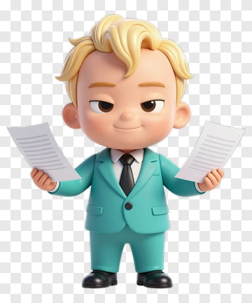 3D Businessman Holding Documents PNG