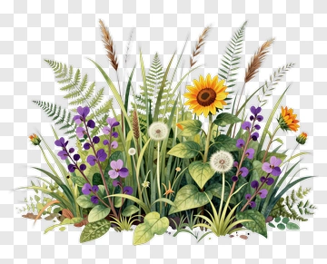 Colorful Flower Arrangement With Sunflower And Ferns PNG