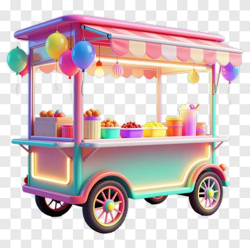 Colorful Candy Cart With Balloons PNG